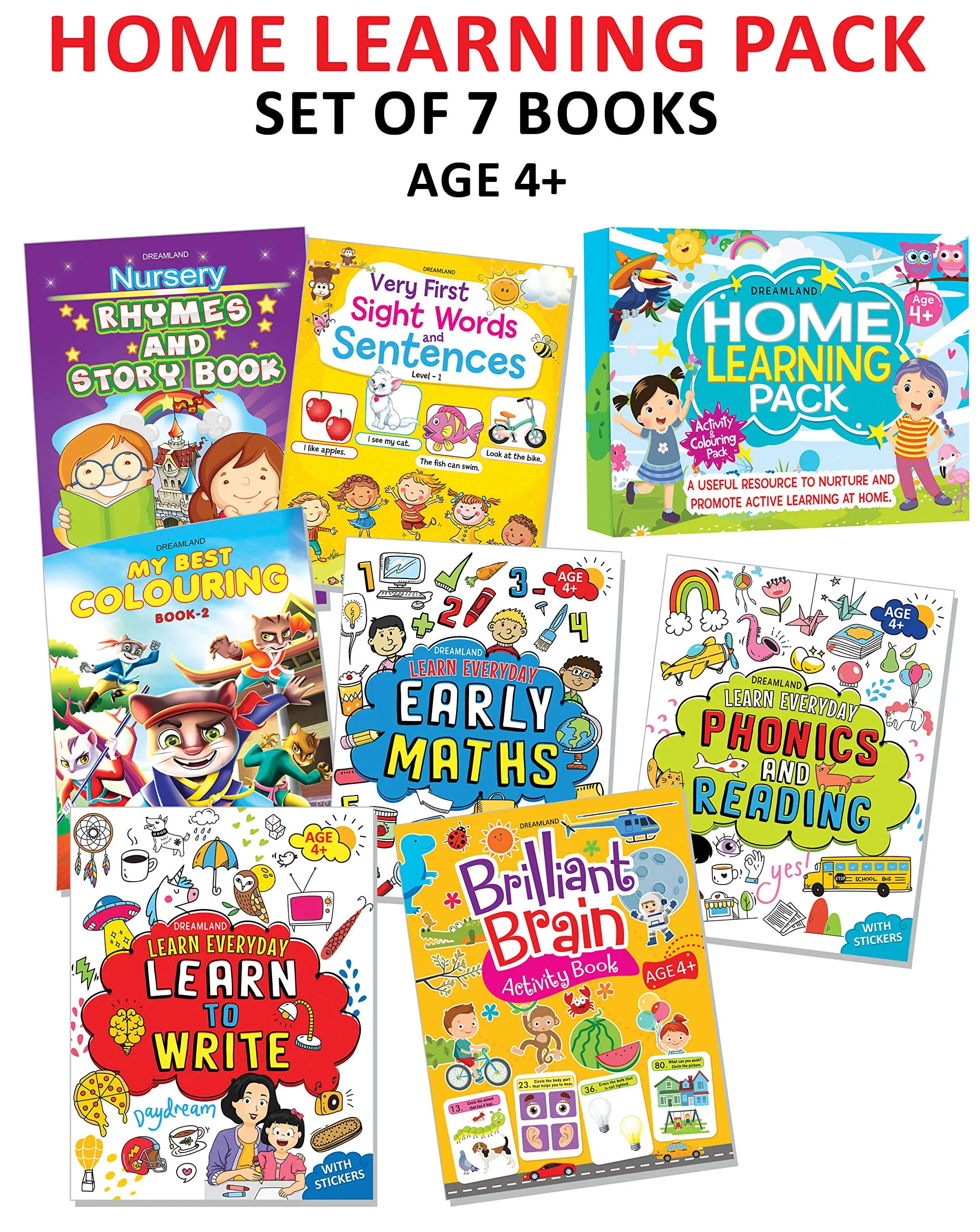An Amazing Set of Home Learning Books For Kids Age 4  (Pack of 7)