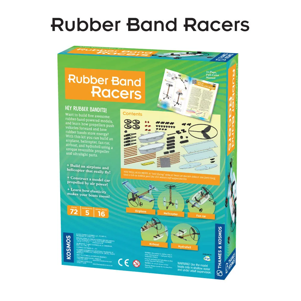Fun & Educational Engineering 3-Pack. Ultralight Airplanes, Rubber Band Racers, and Solar-Powered Rovers