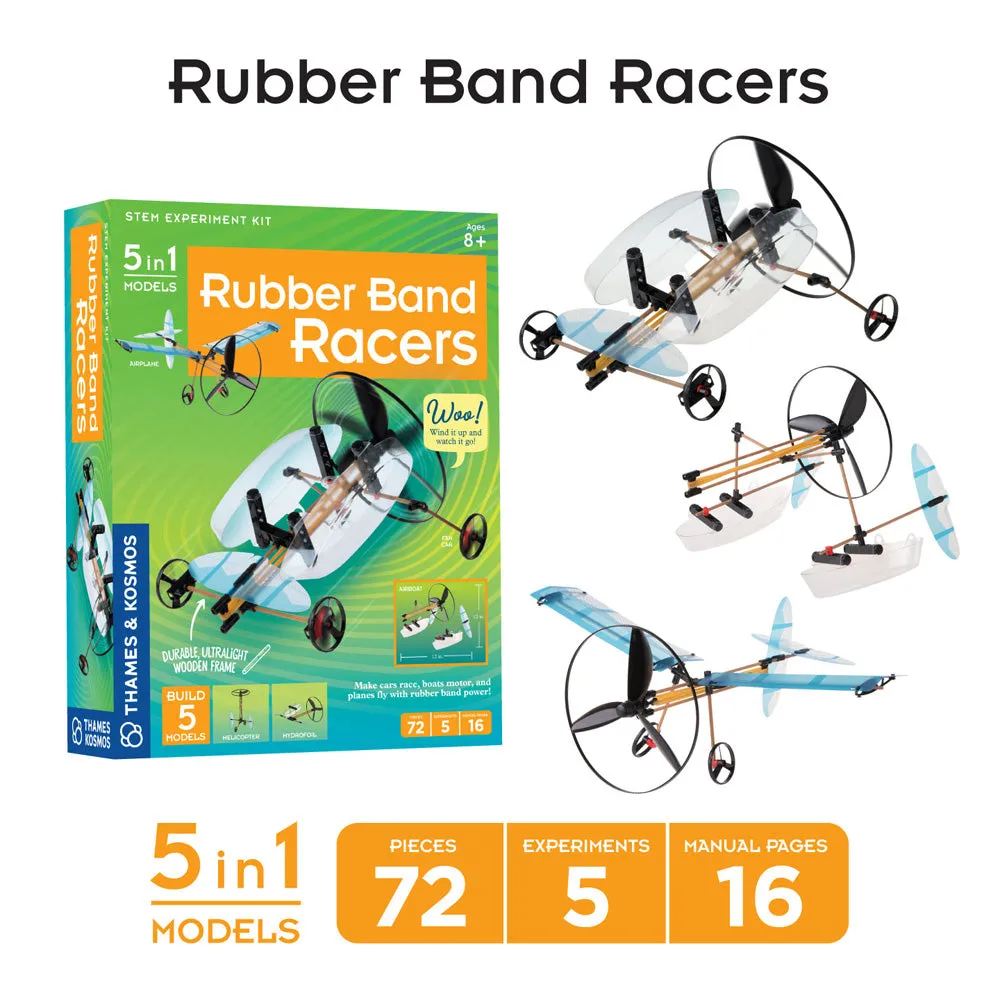 Fun & Educational Engineering 3-Pack. Ultralight Airplanes, Rubber Band Racers, and Solar-Powered Rovers