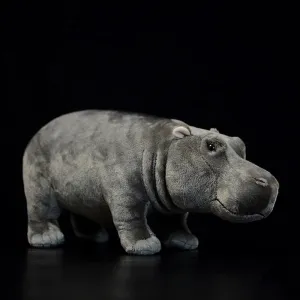 Grey Plush Hippo Stuffed Toy